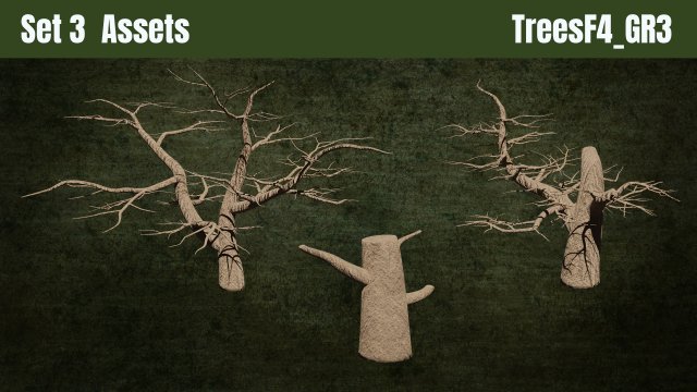 Trees F4 GR3 Pack - Unleafs Assets Nature Env 3D Model .c4d .max .obj .3ds .fbx .stl .blend 