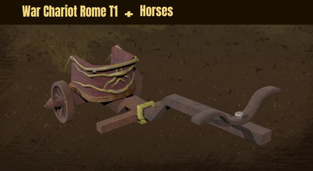 Asset - War Chariot Rome Horse T1 Model 3D .c4d .max .obj .3ds .fbx .stl .blend