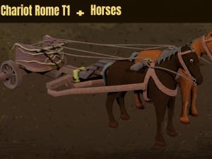 Asset - War Chariot Rome Horse T1 Model 3D