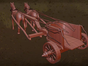 Asset - War Chariot Rome Horse T1 3D Model