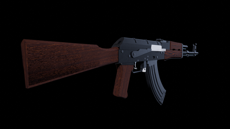 AK-47 Low poly for games 3D 模型 .c4d .max .obj .3ds .fbx .stl .blend 
