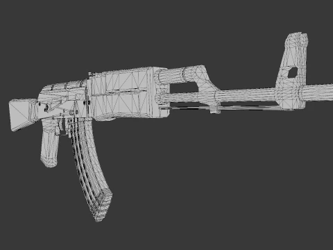 AK-47 Low poly per i giochi Modello 3D