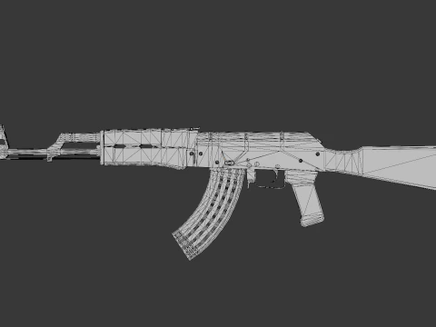 AK-47 Low poly per i giochi Modello 3D