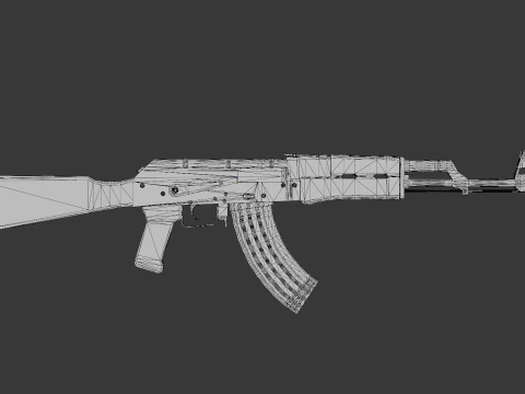 AK-47 Low poly per i giochi Modello 3D