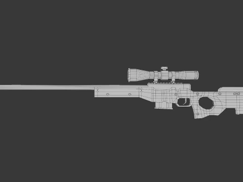 AWM Low poly for games 3D Model