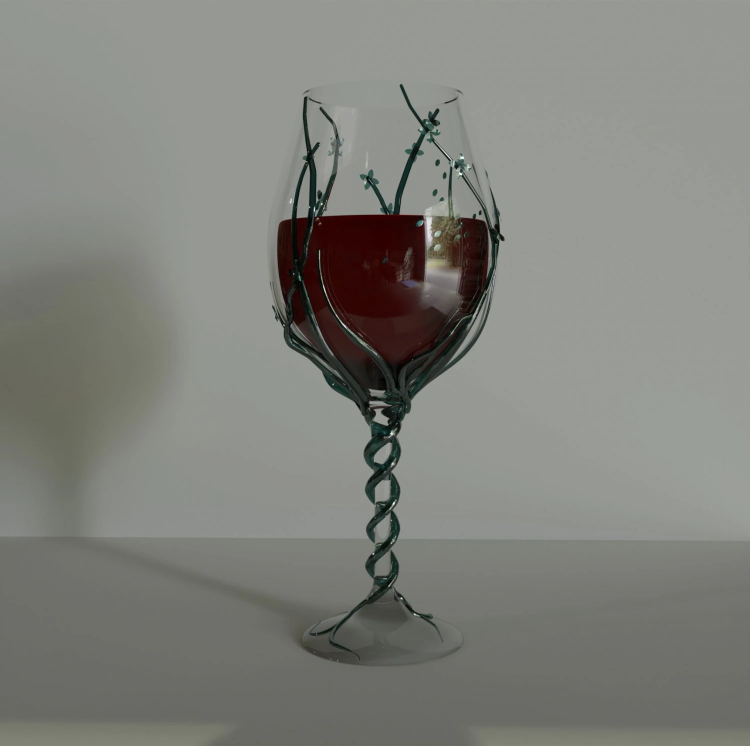 Glass goblet with vine 3D Model .c4d .max .obj .3ds .fbx .stl .blend 