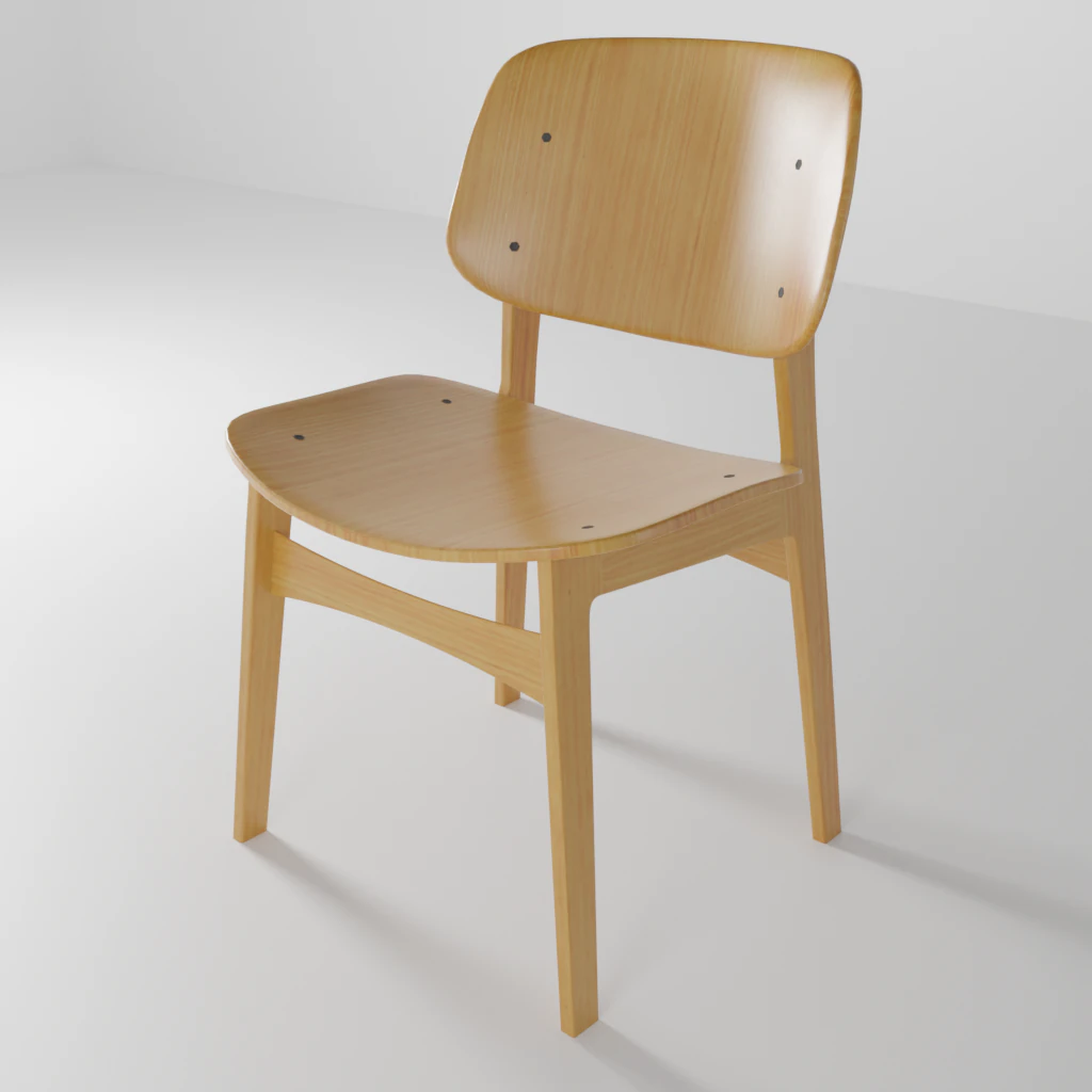 Chair Wooden 3D Model .c4d .max .obj .3ds .fbx .stl .blend 