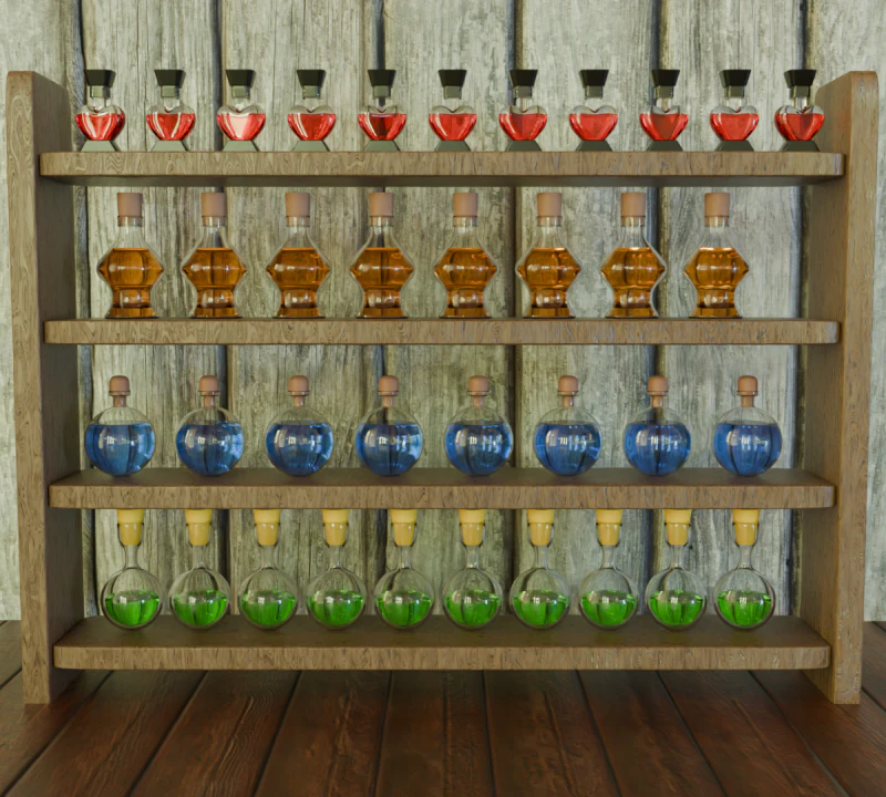 Set Ramuan Empat Kali Lipat Model 3D .c4d .max .obj .3ds .fbx .stl .blend