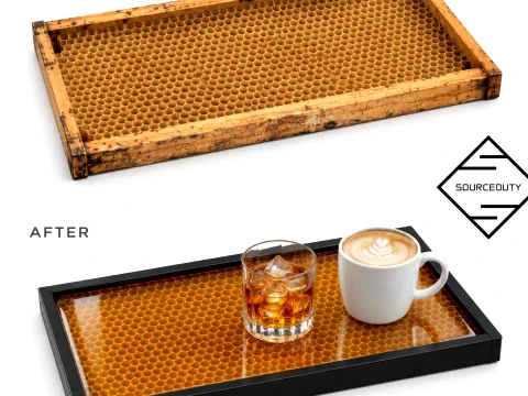 Honey Bees Honeycomb Tray Keychain 3D Print Model