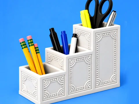 Decorative Pencil Holder Ornate Collection 3D Print Model