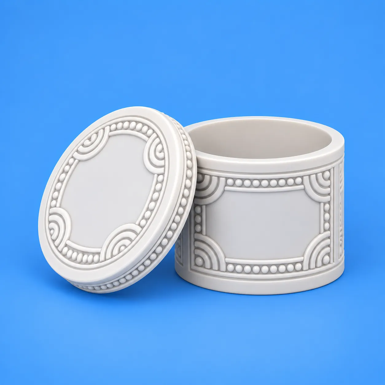 Decorative Round Storage Box Ornate Collection 3D Print Model .c4d .max .obj .3ds .fbx .stl .blend 
