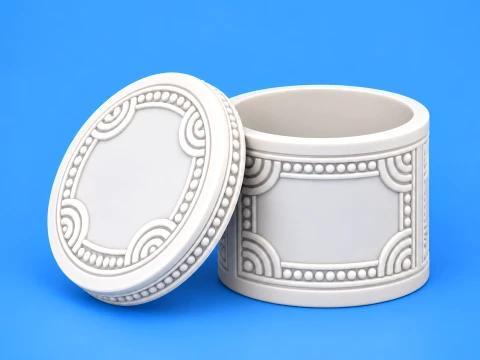 Decorative Round Storage Box Ornate Collection 3D Print Model