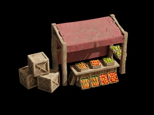 Medieval Market Stall 3D Model