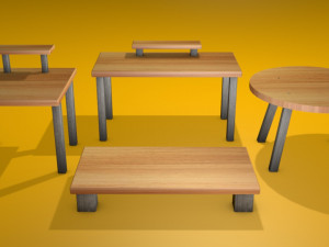 2 tables and 2 desks Modelo 3D