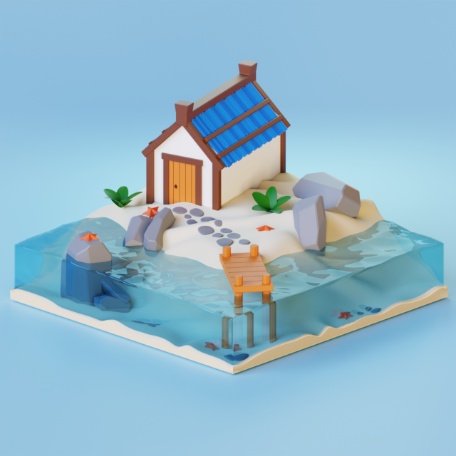 House on the shore 3D 模型 .c4d .max .obj .3ds .fbx .stl .blend 