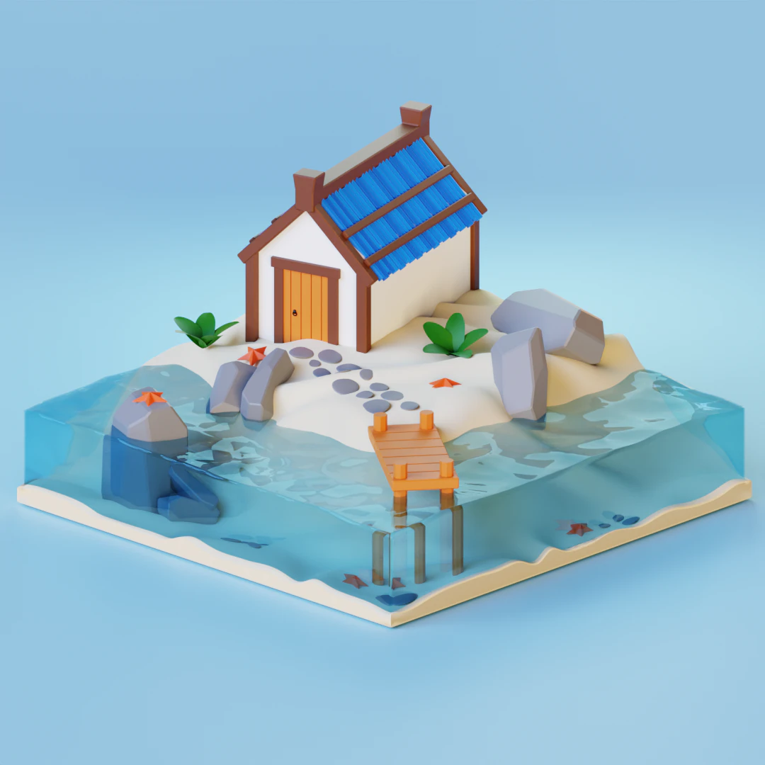 House on the shore 3D Model .c4d .max .obj .3ds .fbx .stl .blend 