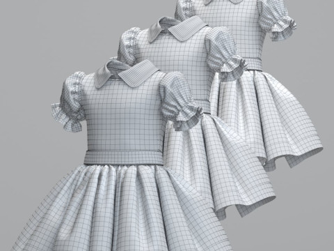 Childrens dress with polka dots Texture 3D Model