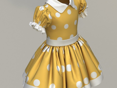 Childrens dress with polka dots Texture 3D Model
