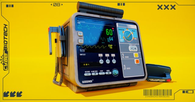 GV SCIFI CONSOLE 006 Desfibrilator 3D Model .c4d .max .obj .3ds .fbx .stl .blend 