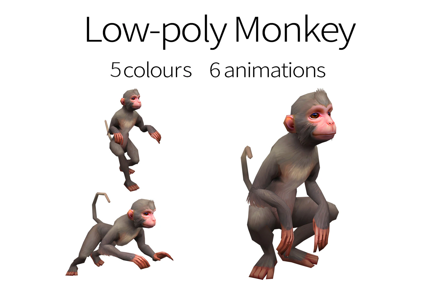 Aniamted monkey 3D Model .c4d .max .obj .3ds .fbx .stl .blend 