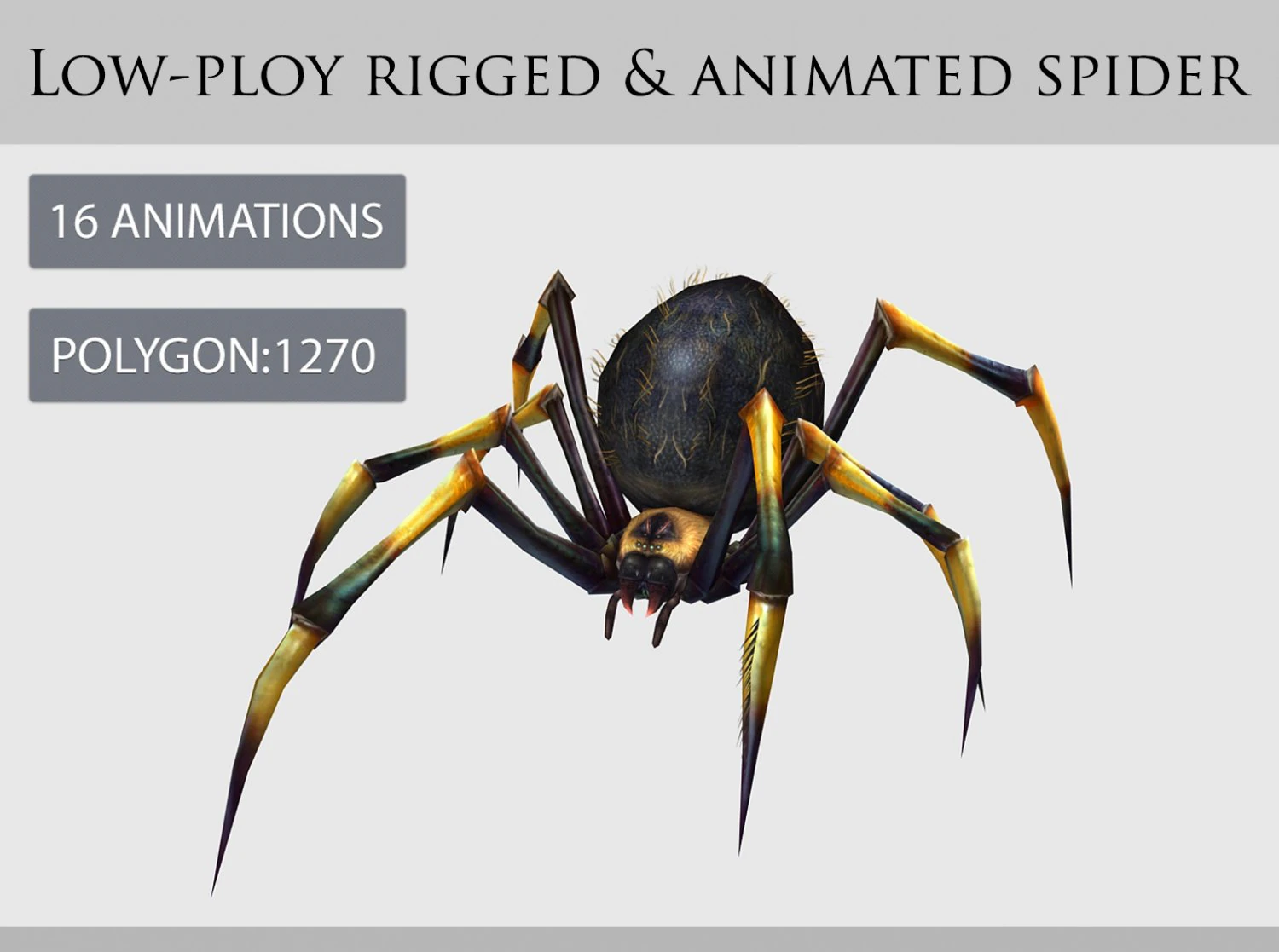Animated spider 3D Model .c4d .max .obj .3ds .fbx .stl .blend 