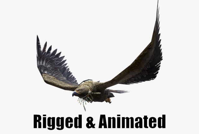 Low-poly animated eagle with necklace 3D 모델 .c4d .max .obj .3ds .fbx .stl .blend 