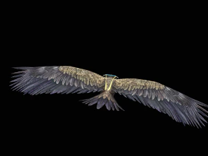 Low-poly animated eagle with necklace 3D Model