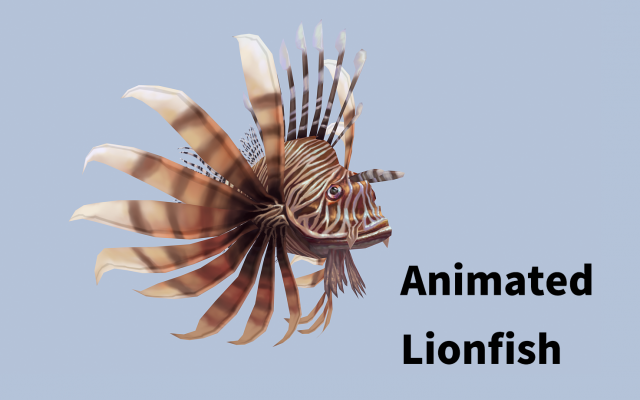 Animated lionfish 3D 模型 .c4d .max .obj .3ds .fbx .stl .blend 