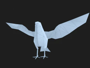 Animated low poly crow 3D Model