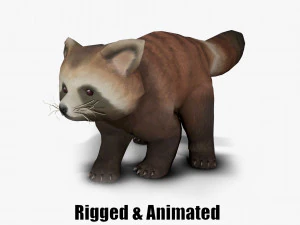 panda rojo animado Modelo 3D