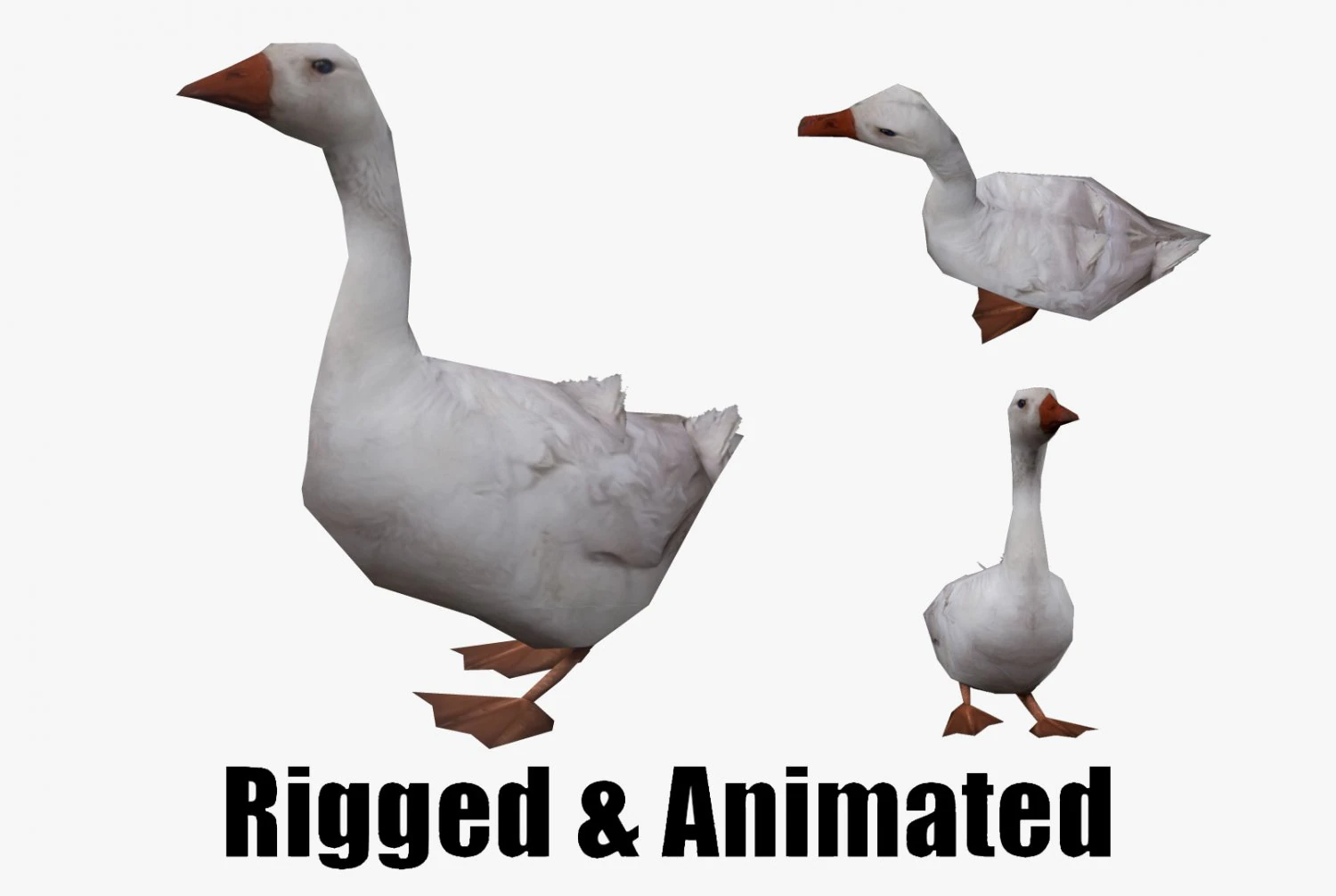 Low-poly animated duck 3D Model .c4d .max .obj .3ds .fbx .stl .blend 