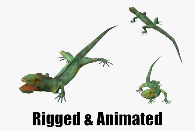 Low-poly animated lizard Model 3D .c4d .max .obj .3ds .fbx .stl .blend 