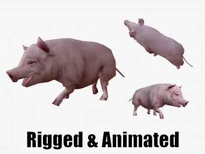 Low-Poly-animiertes Schwein 3D Modell