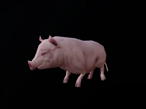 Low-poly animated pig 3D Model