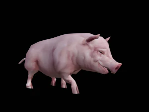 Low-poly animated pig 3D Model