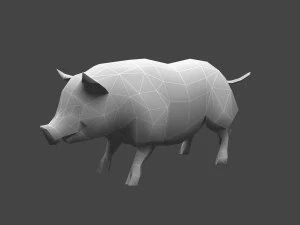 Low-poly animated pig 3D Model