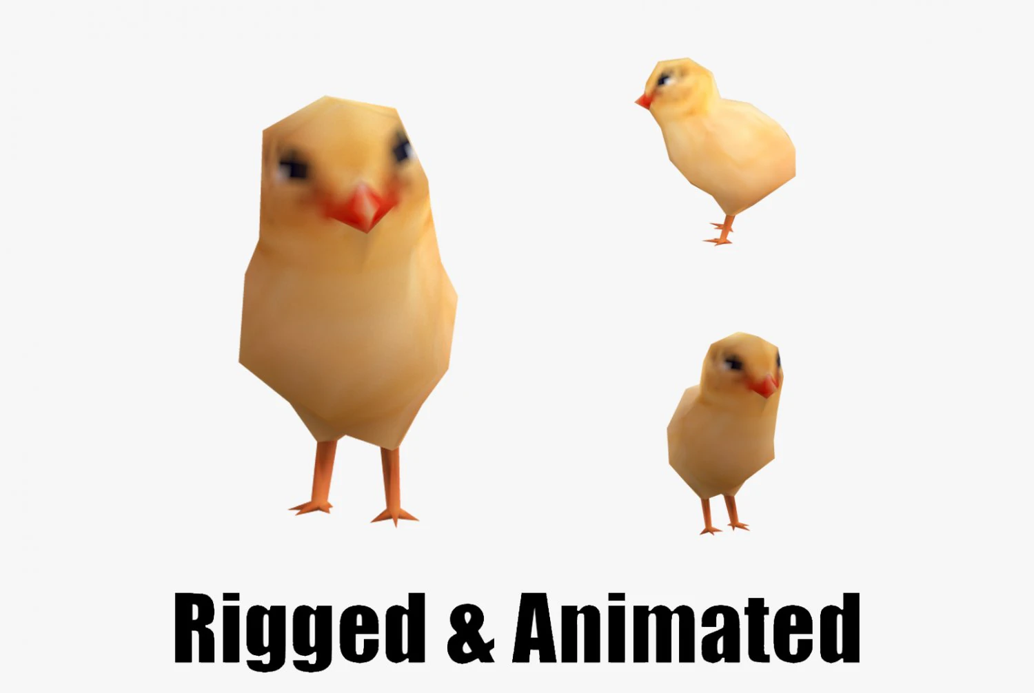 Low-poly animated chick 3D Model .c4d .max .obj .3ds .fbx .stl .blend 