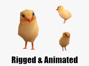 Low-poly animated chick 3D-Modell