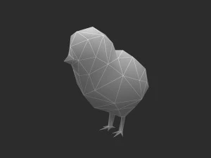 Low-poly animated chick 3D Model