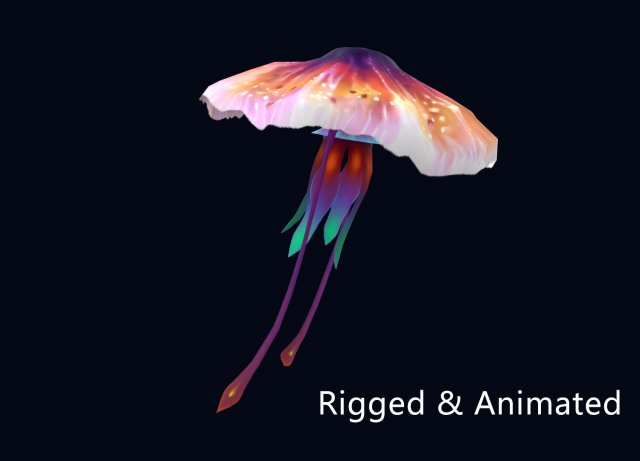 Low-poly animated jellyfish 3D Model .c4d .max .obj .3ds .fbx .stl .blend 