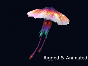 Low-poly animated jellyfish Modèle 3D