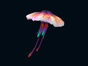 Low-poly animated jellyfish 3D Model