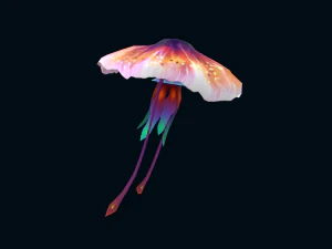 Low-poly animated jellyfish 3D Model