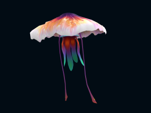 Low-poly animated jellyfish 3D Model
