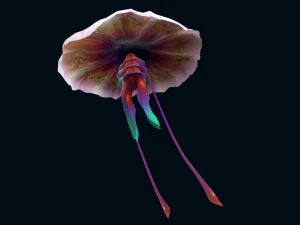 Low-poly animated jellyfish 3D Model