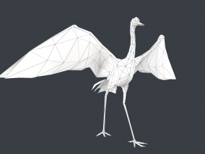 Low-poly animated crane bird 3D मॉडल