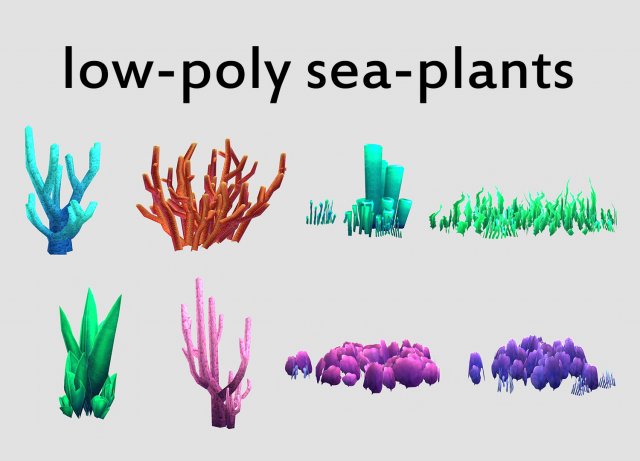 Seaweed coral underwater plant aquatic 3D 模型 .c4d .max .obj .3ds .fbx .stl .blend 
