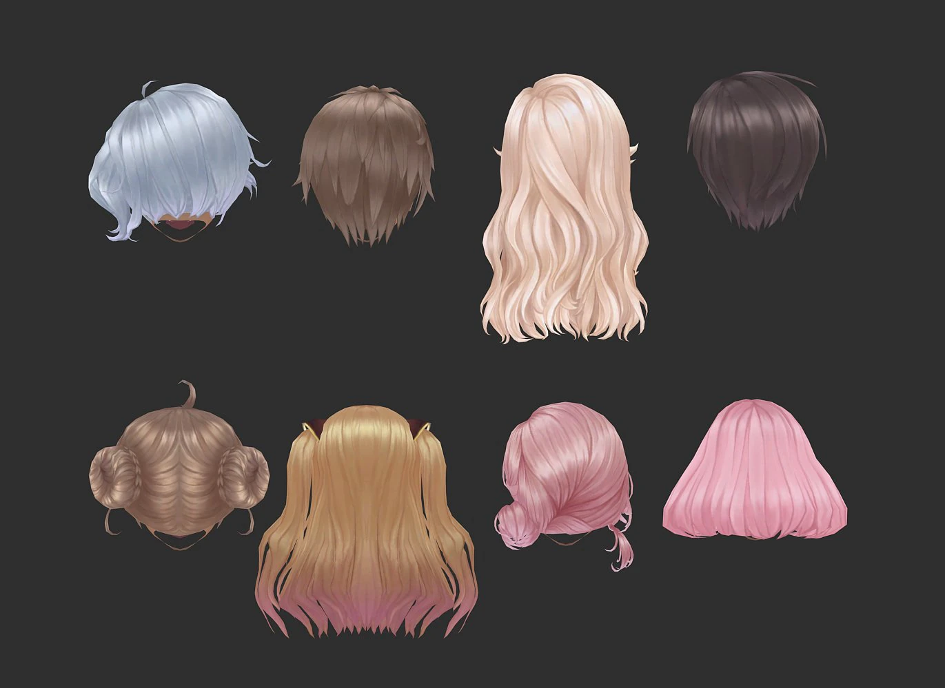 Hair style 02 3D Model .c4d .max .obj .3ds .fbx .stl .blend 
