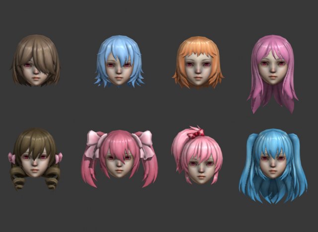 Hair wig online 3d model free
