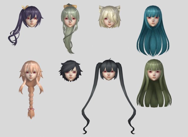 Hair style 09 Model 3D .c4d .max .obj .3ds .fbx .stl .blend 